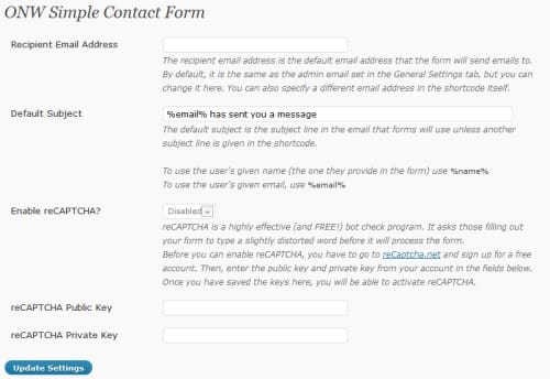 ONW Simple Contact Form